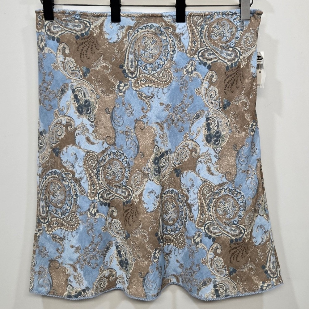 Vintage Y2K Old Navy Midi Skirt Plus‎ Size 20 Pastel Blue Paisley Boho Romantic - Picture 2 of 9